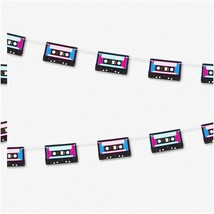 Retro Vibes Party Tape - 80&#39;s Supplies Banner Garland Decorations, 7ft Long (2 P - £33.63 GBP