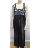 BITCHING & JUNKFOOD ladies black motif maxi dress UK 10 GOTH PUNK ROCK MEDIUM - $25.26