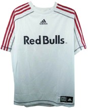 New York Red Bulls MLS Adidas Soccer Jersey White w/ Red Stripes Shirt Youth XL - £15.81 GBP