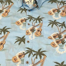 Coastal Tiki  Men&#39;s XL Hawaiian Aloha Camp Shirt Ukuleles Leis Palm Tree... - £16.45 GBP