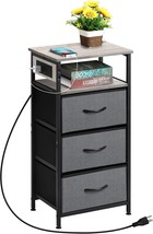 Nananardoso End Table With 3 Drawers And 2-Tier Shelf, Fabric Small, Grey - $64.96