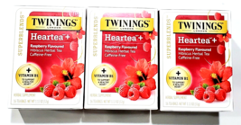 (3 ct) Twinings Of London Heartea Raspberry Hibiscus Caffeine Free Superblends - $25.73
