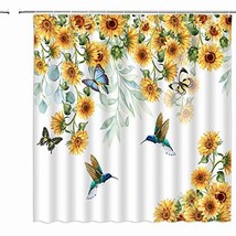 Sunflower Hummingbird Shower Curtain 70x70 Inches - $54.44