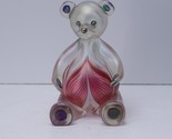 1992 Stuart Agelman Studio Art Glass Teddy Bear Cranberry  Iridescent Si... - $136.99