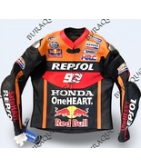  Men&#39;s Honda Repsol 93 Black Leather Motorcycle Jacket with CE-Approved ... - $149.00+