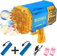 NEW Bazooka Bubble Gun Blower 69 Holes Bubble Machine Toy Blue - £19.37 GBP