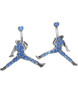 MICHAEL JORDAN SILVER - PLATED PAIR STUD EARRINGS SILVER BLUE JUMPMAN JU... - $20.17 CAD