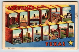 Greetings From Corpus Christi Texas Large Letter Linen Postcard Curt Teich 1949 - £9.68 GBP