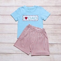 NEW Boutique I Love Dad Boys Short Sleeve Shorts Outfit Set Father&#39;s Day - $7.99