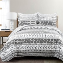 Full/Queen Scandinavian Chevron 5 Piece Black White Lightweight Comforter Set - $5,029.16 MXN