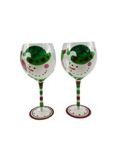 Snowman Christmas Holiday Hand Painted Wine Glasses  - $11.83