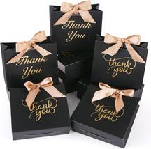 Black Thank You Gift Bags 50PCS, Mini Gift Boxes Bulk Party Favor Bags with Bow  - £24.37 GBP