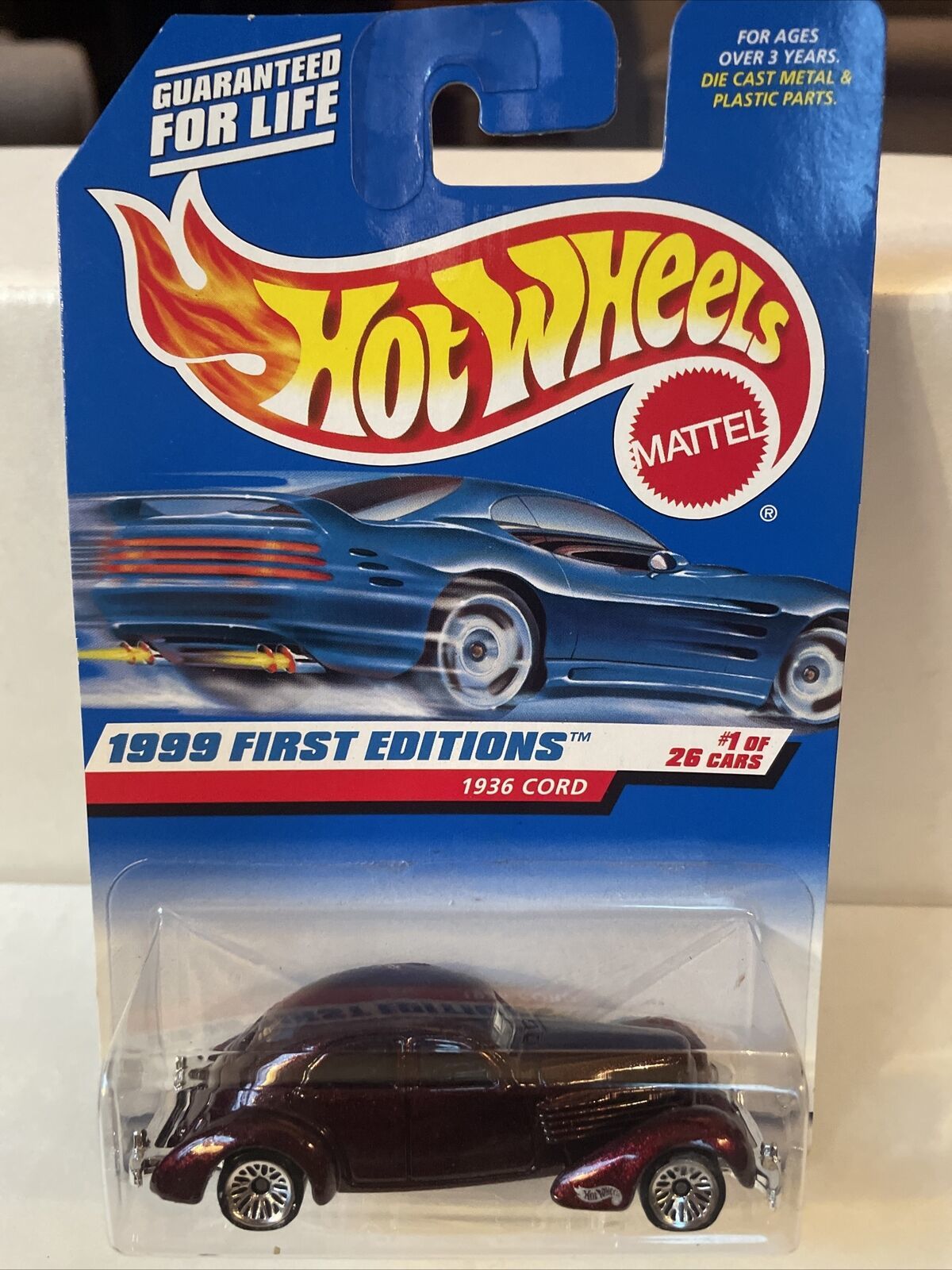 Primary image for 1999 Hot Wheels #649 First Editions 1/26 1936 CORD MF Red w/Chrome Lace Spokes