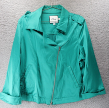 Chaus Women&#39;s Vintage Jacket Asymmetrical Full Zip Teal 80s Sz 14 - £27.37 GBP