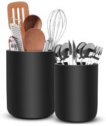 2pc Black Ceramic Utensil Holders, Kitchen Counter Crock Set, 6.3” &amp; 5.3... - $276.80 MXN