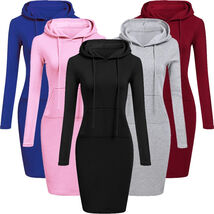 Women long  Hooded Sweatshirts Dress - $15.36+