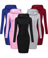 Women long  Hooded Sweatshirts Dress - $15.43+