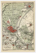 1904 ORIGINAL ANTIQUE MAP OF VICINITY OF SAINT-GERMAIN-EN-LAYE / FRANCE - $24.39