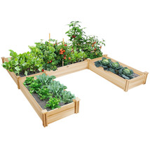 Raised Garden Bed Wooden Garden Box Planter Container U-Shaped Stand Bed Natural - £188.64 GBP