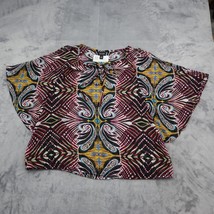Nicole Miller Shirt Womens M Multicolor Paisley Scoop Neck Kimono Sleeve Top - £20.34 GBP