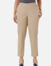 Laura Scott Women&#39;s Comfort-Waist Twill Pull-on Dress Khaki Pants Sz 12 P SHORT - £15.71 GBP
