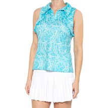 NWT X by GOTTEX Aqua Drop Ruffle Sleeveless Golf Tennis Polo Shirt S L &amp; XL - £34.36 GBP