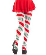 HOLIDAY LANE RED GREEN RIBBON STRIPED TIGHTS ONE SIZE - $360.13 MXN