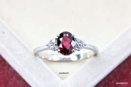 Garnet Engagement Ring, Oval Cut Red Garnet Ring, January Birthstone ring, - £27.54 GBP