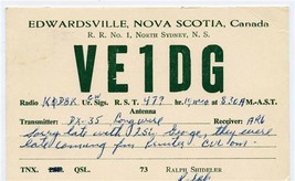 VE1DG QSL Card Edwardsville Nova Scotia Canada 1956 - $13.86