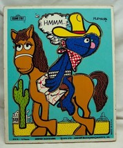Vintage 1976 Playskool Sesame Street Grover Cowboy Wooden Frame Tray Puzzle - £14.64 GBP