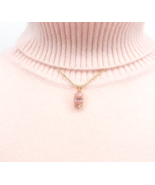 Pink Glass Pendant 16&quot; Necklace Marquise Cut Gold Tone 8.8mm X 16.8 mm - $1,381.47 MXN