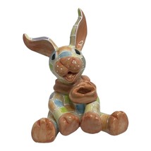 KoKo Originals Easter Rabbit Bunny signed Ceramic Spring Patchwork Quilted 2002 - £12.89 GBP