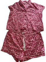 J.Crew Pink &amp; White Floral Print V Neck Short Sleeve Shorts Pajama Set S... - €28,48 EUR