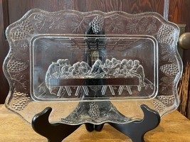 Indiana Glass The Lords Supper Etched 11in Clear Glass Platter - $12.58