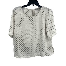 Dalia White Short Sleeve Dot Blouse Size Medium  - £14.39 GBP