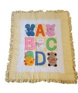 Vintage ABC Animal Nany Nursery Quilt Tapestry Yellow Plaid Wall Hanging... - £46.03 GBP