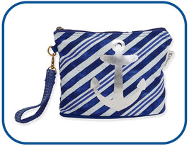 Paul Brent Anchor Blue~PB9402A Artistic Canvas 9.5&quot;x2&quot;x7&quot; Cosmetic Bag~Wristlet - £12.25 GBP