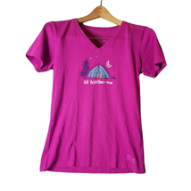 Life Is Good Womens S All Together Now T-Shirt Purple Cotton Camping Tent - £11.98 GBP
