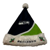Seattle Seahawks NFL Christmas Santa Hat Team Colors Holly Holiday Tailgating - £18.63 GBP