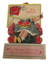 Vintage Valentine Card Mechanical Moves to Show Hidden Girl Germany Ephe... - $7.99