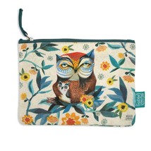 &quot;Owl &amp; Owlet&quot; Zip Pouch~#ARP2031 Cotton Canvas 8&quot;x6&quot; Make-up, Pen/Pencil,Notions - £7.59 GBP