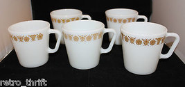 Corning Corelle Pyrex Set of 5 Gold Butterfly Milk Glass Coffee Mug Cups... - £58.86 GBP