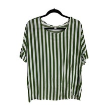 Est 1946 Womens Shirt Adult Size XL Green White Striped Button Back Short Sleeve - £17.43 GBP