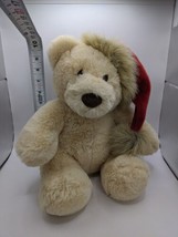 Aurora TIMOTHY Teddy Bear 11&quot; Plush Christmas Santa Hat Cream Stuffed Animal - £15.38 GBP