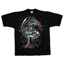Skeleton Warrior with Sword Coming Thru A Portal Fantasy Art T-Shirt, NE... - £11.61 GBP