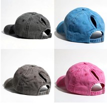Ponytaiil Baseball Cap Washed Cotton Polo Style Mesh Caps Plain Adjustable - $21.99