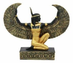 Egyptian Kneeling Goddess Maat with Open Wings Figurine 8.5&quot; Long Decor - £27.96 GBP