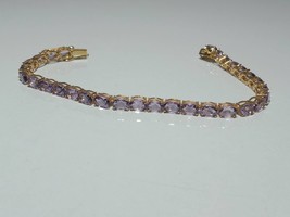 Natural Amethyst Bracelet, 925 Sterling Silver Tennis Bracelet, 6X4 mm Oval Cut  - £123.89 GBP