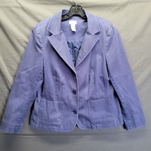LL Bean Womens 0 DNU8 Button Up Purple Padded Shoulders Jacket Pockets Sz 14 Pet - $43.54