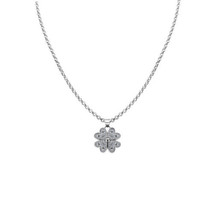 Genuine 14k White Gold 0.51&quot; CZ 4 Heart Clover Pendant Necklace 16&quot; to 22&quot; - £232.49 GBP+